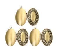 Lurrose 3pcs Oval Locket Pendant Set in Antique Bronze Photo Frame Charms for DIY Memory Jewelry, Memorial Photo Necklace Pendants Suitable for Mom, Dad, Pets, and Bridal Keepsakes