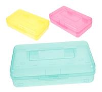 Lurrose 3pcs Pencil Case Art Stationery Organizer for School and Office Lightweight and Portable Storage Box Red Colors