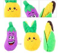 Lurrose 3Pcs Pet Plush Sound for Dogs and Cats, Fruit Vegetable Squeaky Chew Set with Corn, Pineapple, and Eggplant, Interactive Stuffed Playthings for Indoor Pet Entertainment