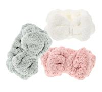 Lurrose 3pcs Plush Bowknot Headbands for Women, Comfortable Makeup Hairbands for Applying Makeup and Spa, Soft Hair Bands for Washing Face and Daily Wear