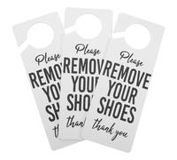 Lurrose 3Pcs PVC White Please Remove Your Shoes Door Hanger Sign, Funny Shoes Off Please Signs for Entryway, Decorative Plastic Door Knob Hanging Plaques