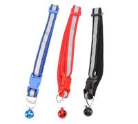 Lurrose 3pcs Reflective Pet Collars Adjustable for Small Cats and Puppies Bells Luminous Dog Collar for Outdoor Walking