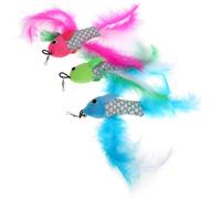 Lurrose 3pcs Replacement Flying Fish Heads for Cat Toy Feather Wand Interactive Teaser Stick, Soft and Lightweight Accessories for Kitten Play Indoors Random Color