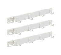 Lurrose 3pcs Sliding Rail Hook Rack Pull with 4-Claw Hooks, Extendable Storage Hanger for Kitchen Bathroom Laundry, Stick-on Coat and Closet Pants Hanger Organizer