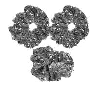 Lurrose 3pcs Velvet Hair Scrunchies Sparkly Grey Sequins for Women and - Elastic Ponytail Holders for Parties, Festivals, and Everyday Hair Styling