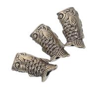 Lurrose 3pcs Vintage Koi Fish Spacer Beads Cupronickel Pendant Charms for DIY Jewelry Making Handcrafted Lucky Cord Beads for Necklaces Bracelets Keychains with Fortune Symbol