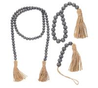 Lurrose 3pcs Wooden Bead Garland Tassel Hanging Decor Rustic Farmhouse Style Home Decoration for Doors Walls Windows Party and Garden Accents