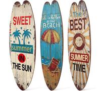 Lurrose 3pcs Wooden Surfboard Plaques Wall Plaque Beach Themed Wall Decor with Creative Look Design and Delicate Surface Treatment for Entrance Or Living Room Porch Decoration
