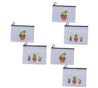 Lurrose 3sets Cactus Pattern Pencil Case Large Zipper File Bag Portable Pouch for Documents 2pcs*3