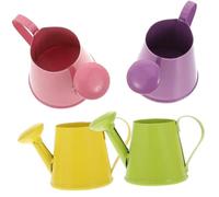 Lurrose 4 pcs Mini Metal Watering Can for Iron Garden Kettle in Green Pink Purple Yellow Lightweight Watering Cans for Indoor and Outdoor Gardening Play