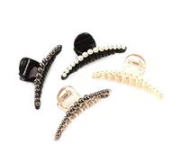 Lurrose 4 Pcs Pearl Hair Claw Clips Non Slip Hair Clips Chunky Jaw Clips Vintage Braided Hair Clips