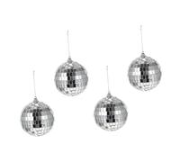 Lurrose 4 Pieces 8cm Glass Reflective Sphere Mirror Balls Set for Disco Party Decorations, Cake Table Ornament, Bar Mirror Balls for 90s Theme Events and Birthday Celebrations