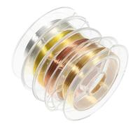 Lurrose 4 Rolls Nail Art Copper Wire Decoration Fine Metal Striping Lines for Manicure Nail Art Charms Set Gold Silver Light Gold