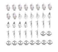 Lurrose 40pcs Antique Silver Alloy Skull Pendants for DIY Jewelry Making Assorted and Styles Electroplated Resistant Charms for Easy Crafting