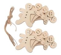 Lurrose 40pcs Blank Wood Gingerbread Men Hanging Tags DIY Hanging Tags Beige Wood Slices with Rope Easy and Display Creative Whimsical Festive Season Holiday Decor on Doors Christmas