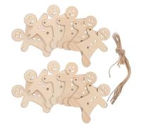 Lurrose 40pcs Christmas Blank Painting Slices Unfinished Wood for Crafting Beige Creative Gingerbread Man Wood Cutouts Reusable Can Be Painted with Rope for Family Craft Time Festive