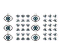 Lurrose 40pcs Evil Eye Alloy Pendant Charms for DIY Necklace Bracelet Jewelry Making Antique Silver Blue Eye Charms Accessories for Handmade Crafts