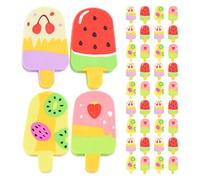 Lurrose 40pcs Ice Cream Erasers: Fun Cute Fruit Shaped Mini Food Erasers for Kids School Supplies Classroom Rewards Party Favors