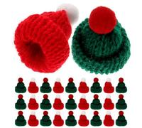 Lurrose 40pcs Mini Santa Hats for Crafts - Tiny Knitted Christmas Hat Ornaments Wine Bottle Toppers for DIY Crafts Lollipop Candy Cover Christmas Tree Ornaments