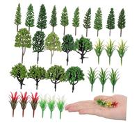 Lurrose 40pcs Miniature Model Trees for Diorama Crafting Realistic Textured Mixed Plastic Mini Fake Trees Compact Lightweight for Fairy Village Train Scenery and Micro Landscape Building