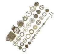 Lurrose 40pcs Retro Punk Steampunk Gears Charm Set Metal Watch Dial Charms for Jewelry Making and DIY Project Decorative Small Gear Clock Accessories Assorted style