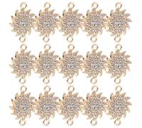 Lurrose 40pcs Sunflower Charm Pendants - Rhinestone Flower Connectors - Gold Metal Flower Charms for DIY Jewelry Making - Vintage Floral Craft Findings