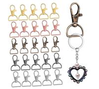 Lurrose 40pcs Zinc Alloy Lobster Claw Keychain Clips with Swivel Hooks and D Rings Metal Clasps in Nickel Gunmetal Antique Bronze Gold Tone Rose Gold for DIY Keychains and Accessories