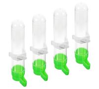 Lurrose 4Pcs 120Ml Automatic Parrot Water Dispenser with Spill-Proof Bottle and Green Base for Cockatiel, Pigeon, Parakeet Bird Cage Use