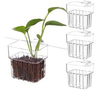 Lurrose 4pcs Acrylic Aquarium Plant Holders with Stable Grip and Several Holes at The Bottom for Visibility, Suitable for Fish Tank Aquatic Accessories and Aquarium Decoration