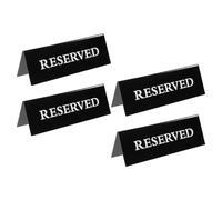 Lurrose 4Pcs Acrylic Reserved Table Tent Signs Black Base White Text 20X7Cm Reservation Signs for Chairs and Tables Restaurant and Hotel for Seating and No Smoking Notice
