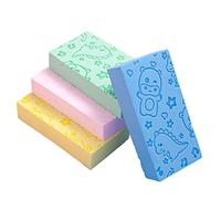Lurrose 4pcs Bath Sponge Scrubbers Set, Soft Body Wash Sponges for Infants, Multi-Color Blue Green Pink Yellow, Gentle Body Cleaning for Newborn Bathing