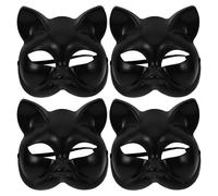 Lurrose 4pcs Black Plastic Cat and Wolf Masks for Masquerade Ball and Halloween Costume Party, Comfortable Fit and Securely Stays in Place, Unique Design for Men and Ages