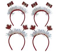 Lurrose 4Pcs Canada Day Head Bopper Sequin Canada Flag Headband Canada National Day Headdress Maple Leaf Hair Hoop for Canada Day Party Favor Assorted Color