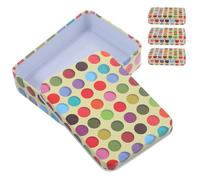 Lurrose 4pcs Cards Box Tinplate Metal Case Trading Card Box and Small Item Storage