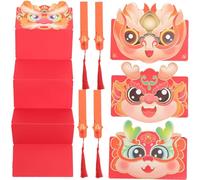 Lurrose 4pcs Chinese Year Red Envelopes Thick Money Pockets with Traditional Dragon Blessing Designs Durable Lucky Red Packets for Spring Festival Weddings Birthdays and Celebrations