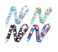 Lurrose 4pcs Christmas Badge Lanyards Neck Lanyard Key Chain Holder Phone String Holder for ID Badges and Name Tag