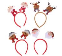 Lurrose 4pcs Christmas Headbands,Santa Antler Bear Snowman Hairbands Xmas Head Bopper Cartoon Spring Headwear for Children Girls