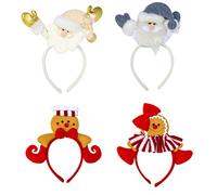 Lurrose 4pcs Christmas Party Headwear Gingerbread Man Santa Claus Hair Hoop Cute Headband Xmas Holiday Party Supplies Gifts (Color)