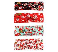 Lurrose 4pcs Christmas Sport Headband Yoga Elastic Head Wraps Santa Claus Sweatbands for Women Girls