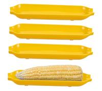 Lurrose 4Pcs Corn Shaped Desktop Serving Plates Reusable Snack Trays for Pastry Cakes Biscuits BBQ Party Table Decor