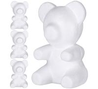 Lurrose 4pcs Craft Foam Bear White Polystyrene Bear Modeling DIY Rose Bear Blank Bear Sculpture 3D Bear Mold for Painting Wedding Valentine Floral Arrangement