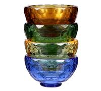 Lurrose 4pcs Crystal Buddha Offering Bowls Set 6cm - Yellow, Green, Blue, Brown Water Offering Cups for Buddhist Worship and Meditation Rituals at Home