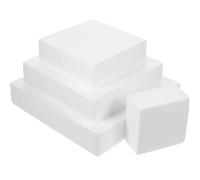 Lurrose 4pcs Cubic Foam Cake Dummies Set, Reusable White Polystyrene Cake Models for Wedding Display, Baking Practice, DIY Decoration, Sizes 4-10 Inch, 5cm Height