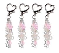 Lurrose 4pcs Cute Phone Charms Aesthetic Heart Shaped Buckle Cell Phone Charms Strap Bow Knot Flower Star Accessories For Bag Keychain Camera Pendants Decor