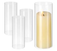 Lurrose 4pcs Cylinder Glass Candle Covers Windproof Decorative Candle Container Glass Shade for DIY and Home Decoration