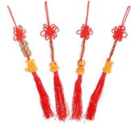 Lurrose 4Pcs Dragon Year Pendants Chinese Lunar Year Hanging Decorations for Home Office Car Festival Supplies Traditional Fortune Symbols