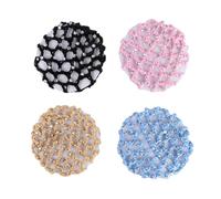 Lurrose 4pcs Elastic Hair Snood Bun Cover Hair Nets for Women Ballet Dance Polyester Bun Net Set with Black Beige Pink and Light Blue