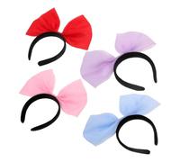 Lurrose 4pcs Extra Large Bowknot Headband for Women, Cloth Giant Bow Hairband, Secure Fit, Oversized Princess Hair Accessory for Birthday Party Decoration and Cosplay