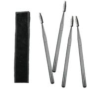 Lurrose 4pcs Eyelash and Brow Lift Applicator Brushes with Flannelette Storage Pouch, Artificial Fiber Lash Wands for Travel and Makeup Occasion, Sturdy and Not Easy to Break or Deform