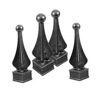 Lurrose 4pcs Fence Finials with Ornate European Design Decorative Iron Post Caps for Garden Lawn Enhance Security and Privacy Suitable for Outdoor Fence Railings and Courtyards Black